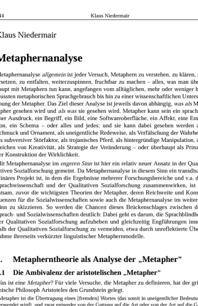 Niedermair, Klaus: Metaphernanalyse